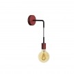 Fermaluce Leather, leather covered wooden wall light with bent extension and pendant lamp holder