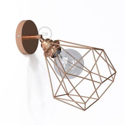 Fermaluce Metal 90°, the adjustable metal wall flush light with Diamond lampshade - Copper