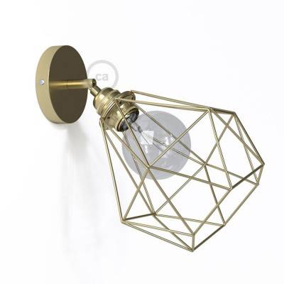 Fermaluce Metal 90°, the adjustable metal wall flush light with Diamond lampshade - Brass