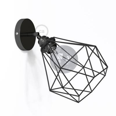 Fermaluce Metal 90°, the adjustable metal wall flush light with Diamond lampshade - Black pearl