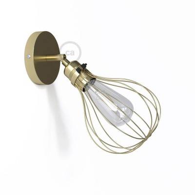 Fermaluce Metal 90°, adjustable metal wall flush light with Drop lampshade - Brass