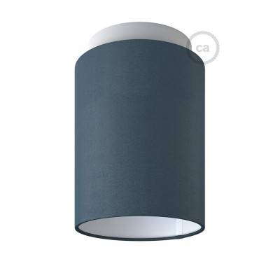 Fermaluce Color with Cylinder Lampshade, Ø 15cm h18cm, metal wall or ceiling flush light - White - Petrol Blue Cinette