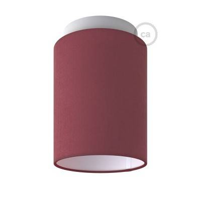 Fermaluce Color with Cylinder Lampshade, Ø 15cm h18cm, metal wall or ceiling flush light - White - Burgundy Canvas