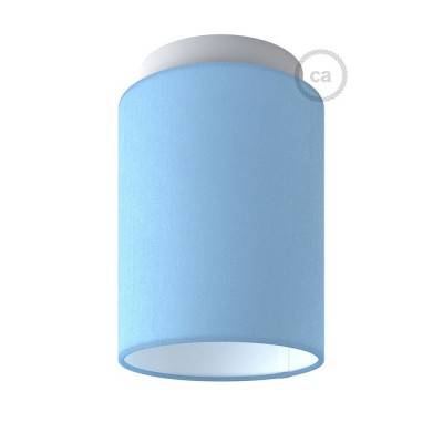 Fermaluce Color with Cylinder Lampshade, Ø 15cm h18cm, metal wall or ceiling flush light - White - Heavenly Blue Canvas