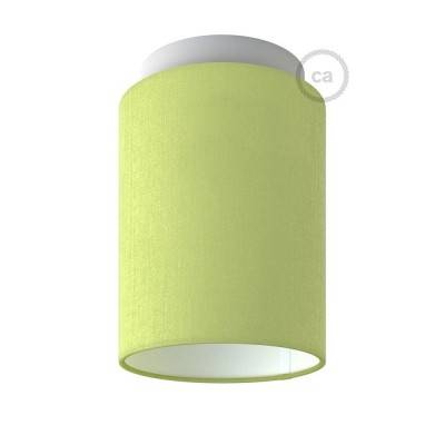 Fermaluce Color with Cylinder Lampshade, Ø 15cm h18cm, metal wall or ceiling flush light - White - Olive Green Canvas