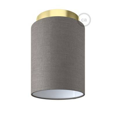 Fermaluce Metal with Cylinder Lampshade, Ø 15cm h18cm, metal finish wall or ceiling flush light - Brass - Grey Arenal