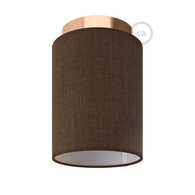 Fermaluce Metal with Cylinder Lampshade, Ø 15cm h18cm, metal finish wall or ceiling flush light - Copper - Brown Camelot