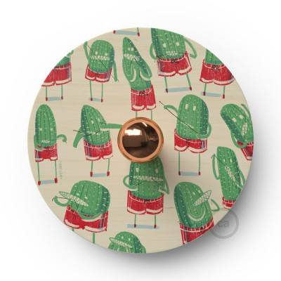 Fermaluce Funny Pop with double-sided wooden UFO lampshade illustrated by various artists - Marco Bonatti