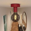 Fermaluce Leather, leather covered wooden ceiling or wall light. Made in Italy