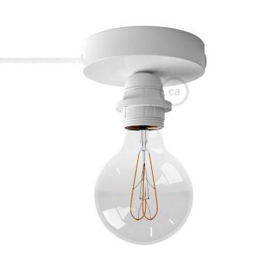 Spostaluce, the metal light source with E27 threaded lamp holder, fabric cable and side holes - White