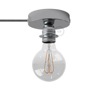 Spostaluce, the metal light source with E27 threaded lamp holder, fabric cable and side holes - Chrome