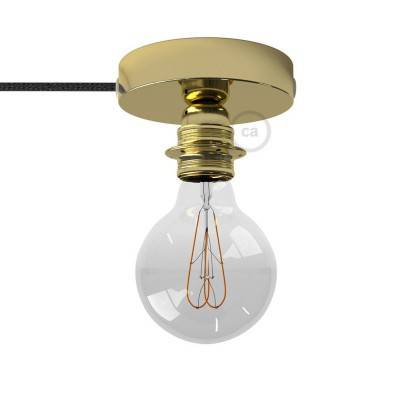 Spostaluce, the metal light source with E27 threaded lamp holder, fabric cable and side holes - Brass