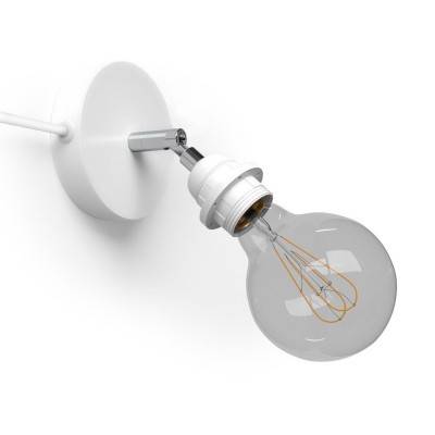 Spostaluce Metal 90°, the adjustable light source with E27 threaded lamp holder, fabric cable and side holes - White