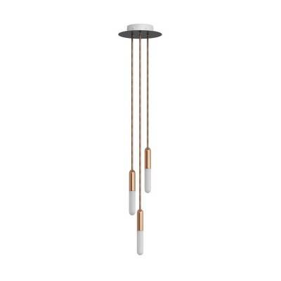 Made in Italy suspension with 3 pendants complete with P-Light, and 200 mm Rose-One - Copper