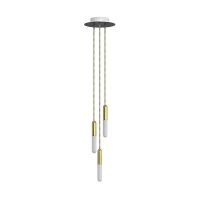 Made in Italy suspension with 3 pendants complete with P-Light, and 200 mm Rose-One - Brass