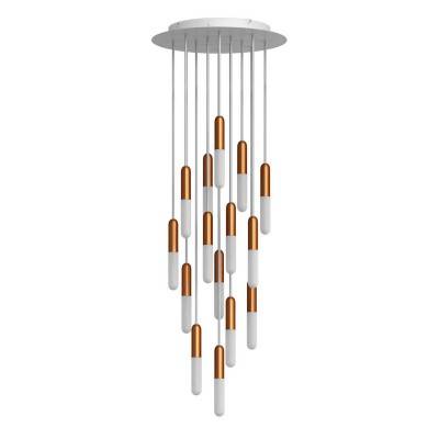 Made in Italy suspension with 15 pendants complete with P-Light, and 400 mm Rose-One ceiling rose - Copper