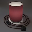 Posaluce in metal with Burgundy Canvas Cilindro lampshade, complete with fabric cable, switch and UK plug