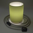 Posaluce in metal with Olive Green Canvas Cilindro lampshade, complete with fabric cable, switch and UK plug