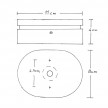 Oval wooden canopy with1 central hole and 2 side holes for string light cable and Filé system. Made in Italy