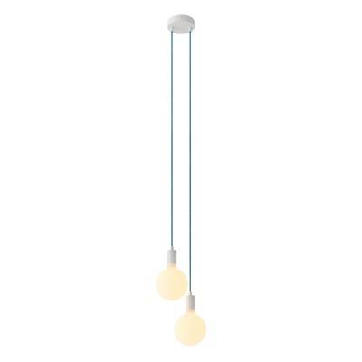 2-light multi-pendant lamp featuring fabric cable and metal finishes - White