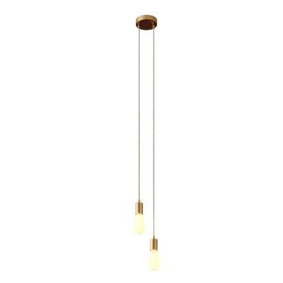 2-light multi-pendant lamp featuring fabric cable and metal finishes - Brushed bronze