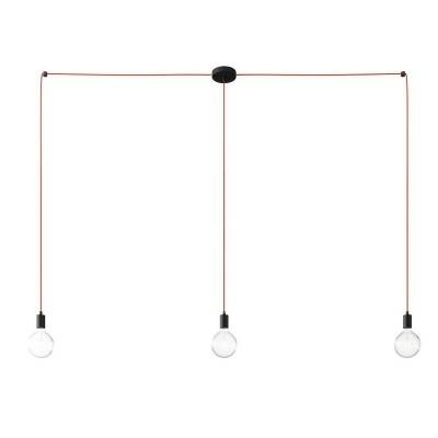 Spider - 3-light multi-pendant Made in Italy lamp featuring fabric cable and metal finishes - Black