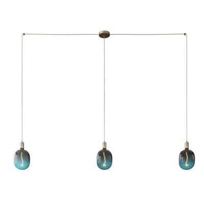 Spider - 3-light multi-pendant Made in Italy lamp featuring fabric cable and metal finishes - Brushed titanium