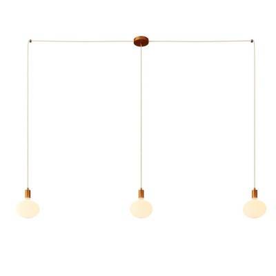 Spider - 3-light multi-pendant Made in Italy lamp featuring fabric cable and metal finishes - Brushed copper