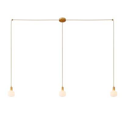 Spider - 3-light multi-pendant Made in Italy lamp featuring fabric cable and metal finishes - Brushed bronze