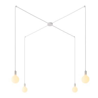 Spider - 4-light multi-pendant Made in Italy lamp featuring fabric cable and metal finishes - White