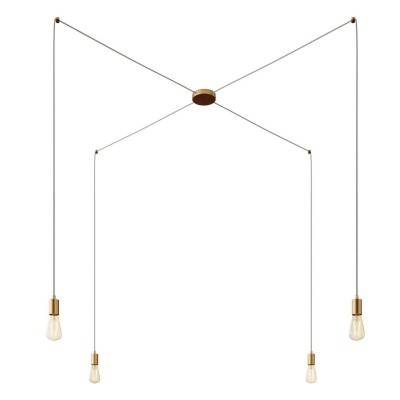 Spider - 4-light multi-pendant Made in Italy lamp featuring fabric cable and metal finishes - Brushed bronze