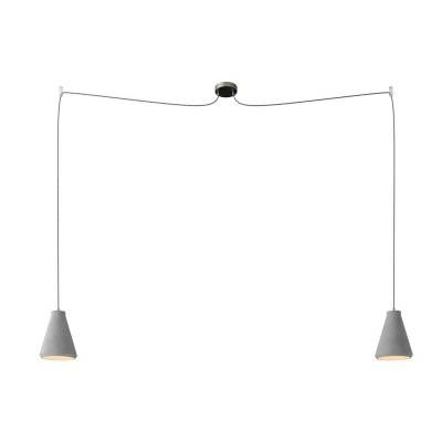 Spider - 2-light multi-pendant Made in Italy lamp featuring fabric cable and concrete lampshade - Funnel - Cement effect