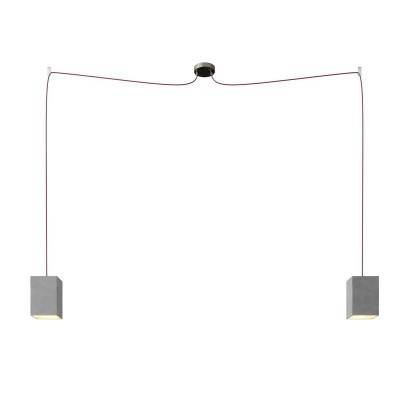 Spider - 2-light multi-pendant Made in Italy lamp featuring fabric cable and concrete lampshade - Cube - Cement effect