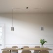 Spider - 2-light multi-pendant Made in Italy lamp featuring fabric cable and concrete lampshade