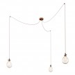 Spider - 3-light multi-pendant Made in Italy lamp featuring fabric cable and Drop lampshade