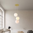 3-light pendant lamp with 400 mm round XXL Rose-One, featuring fabric cable and Sphere M lampshade