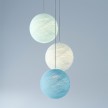 3-light pendant lamp with 400 mm round XXL Rose-One, featuring fabric cable and Sphere M lampshade