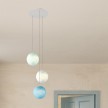 3-light pendant lamp with 400 mm round XXL Rose-One, featuring fabric cable and Sphere XS lampshade