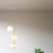 3-light pendant lamp with 400 mm round XXL Rose-One, featuring fabric cable and Sphere XS lampshade