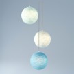 3-light pendant lamp with 400 mm round XXL Rose-One, featuring fabric cable and Sphere XS lampshade