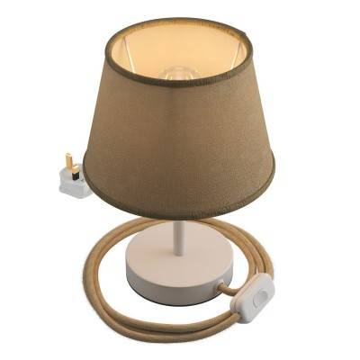 Alzaluce with Impero lampshade, metal table lamp with english plug, cable and switch