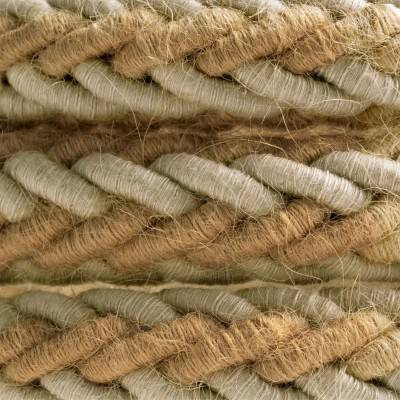 2XL jute and natural grey linen twisted rope cable, 2x0.75 electric cable. 24mm diameter