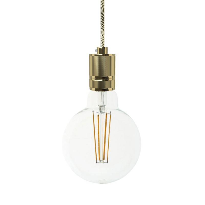 Pendant lamp with textile cable and milled aluminium lamp holder - Made in Italy