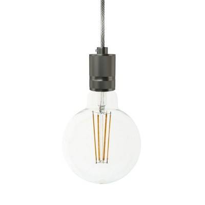 Pendant lamp with textile cable and milled aluminium lamp holder - Made in Italy