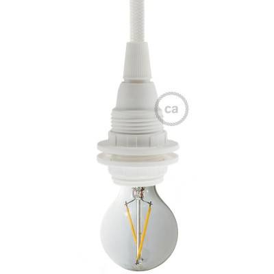 Double ferrule thermoplastic E14 lamp holder kit for lampshade - White