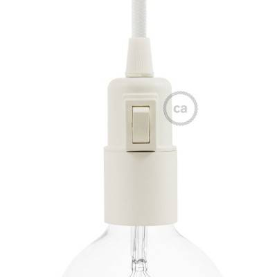 Thermoplastic E27 lamp holder kit with switch - White