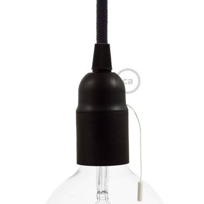 Thermoplastic E27 lamp holder kit with pull switch - Black