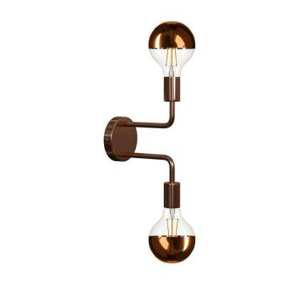 Fermaluce Metal, metal wall light with double bent extension - Copper