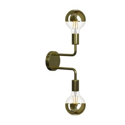 Fermaluce Metal, metal wall light with double bent extension - Brass