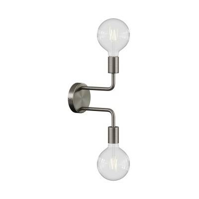 Fermaluce Metal, metal wall light with double bent extension - Brushed titanium